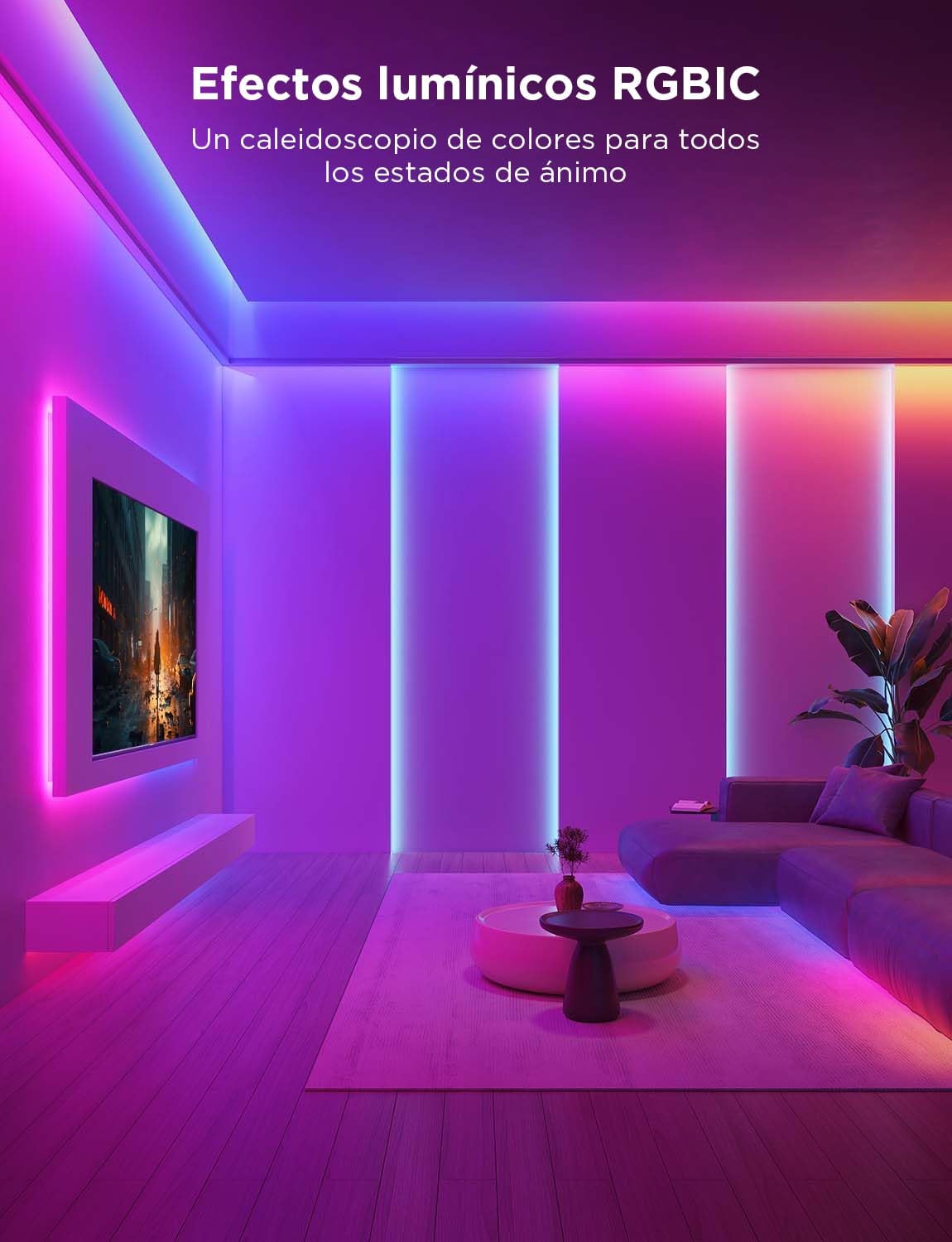 LUCES GOVEE H612A BASIC WIFI RGBIC + BLUETOOTH LED STRIP WITH PROTECTIVE COATING 5 METROS H612AAD110M