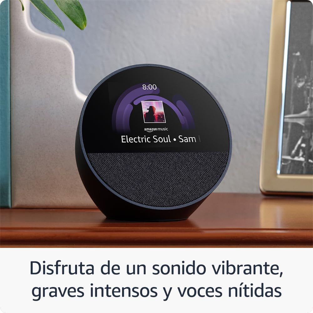 AMAZON ECHO SPOT 2024 CON RELOJ, ALARMA Y ALEXA - BLANCO