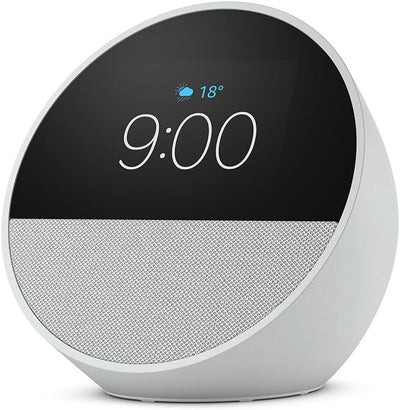 AMAZON ECHO SPOT 2024 CON RELOJ, ALARMA Y ALEXA - BLANCO