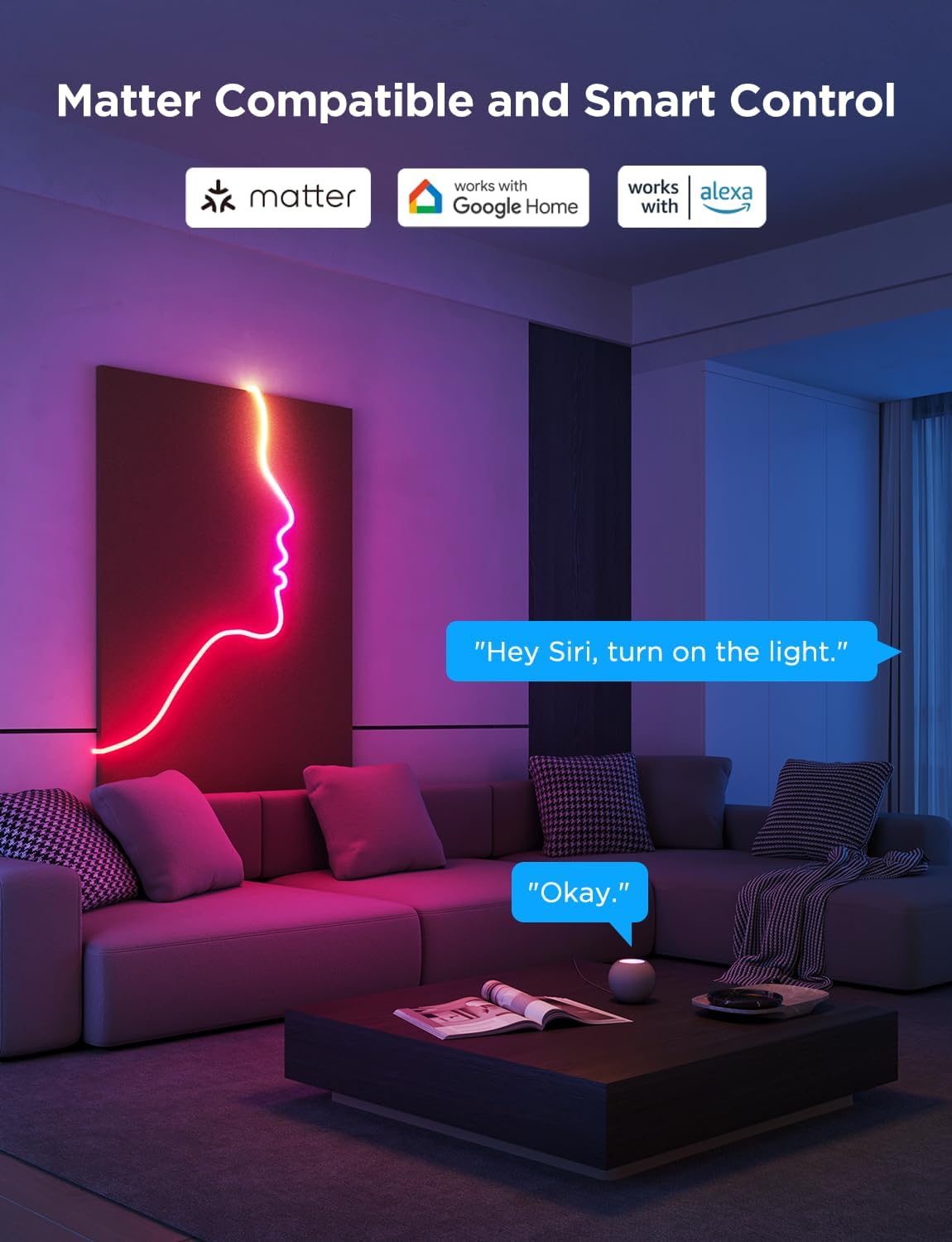 LUCES GOVEE 3M STRIP WHITE SUPPORT MATTER HOMEKIT,GOOGLE,ALEXA,SMARTHINGS H61D3101