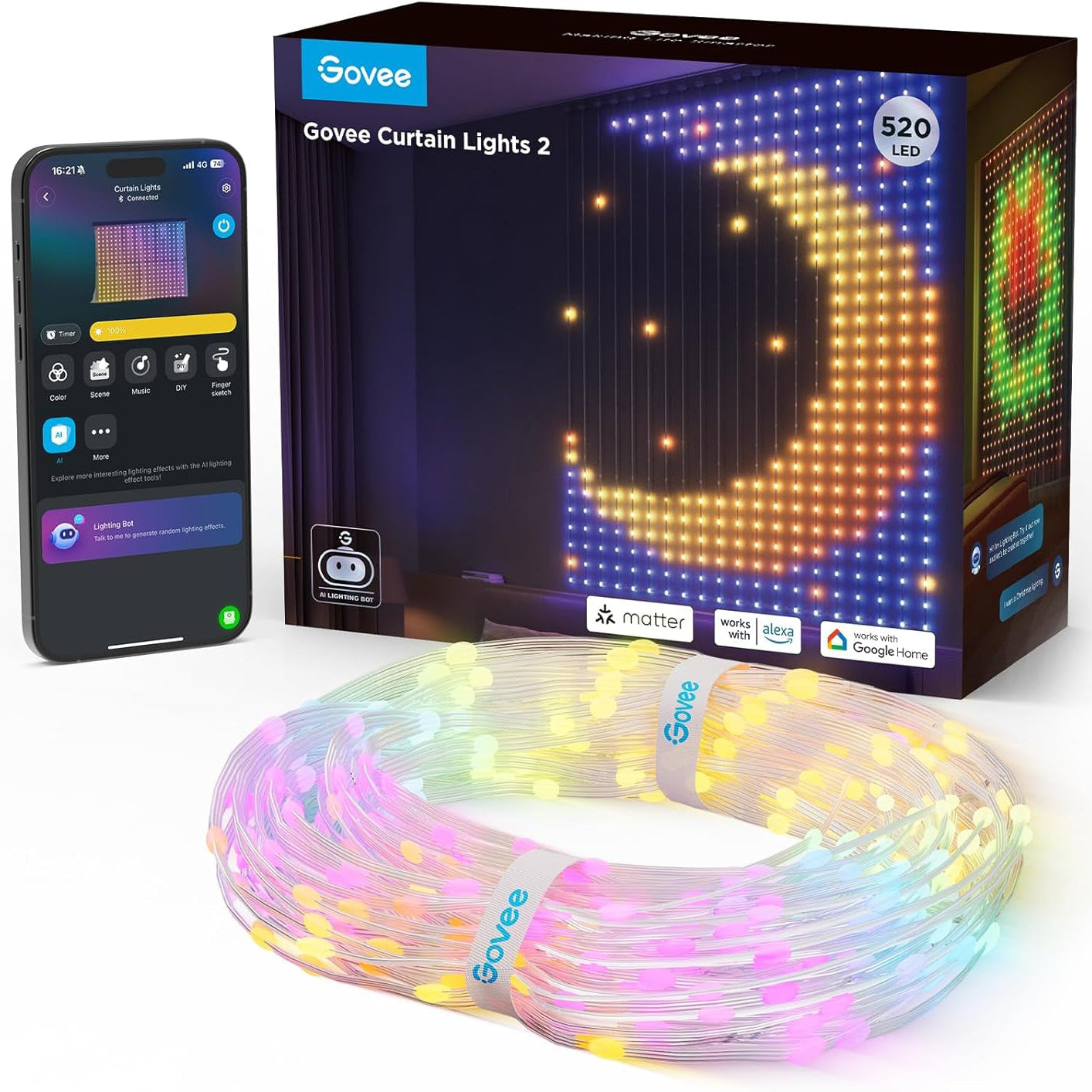 Cortina Inteligente de Luces 2 Govee H70B3 1.5x2m