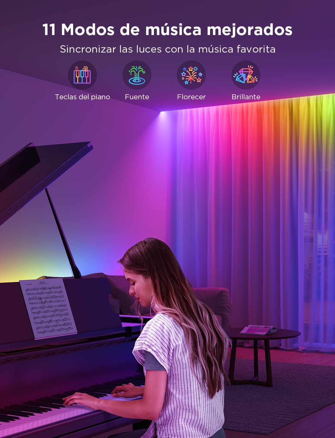 LUCES GOVEE H612A BASIC WIFI RGBIC + BLUETOOTH LED STRIP WITH PROTECTIVE COATING 5 METROS H612AAD110M