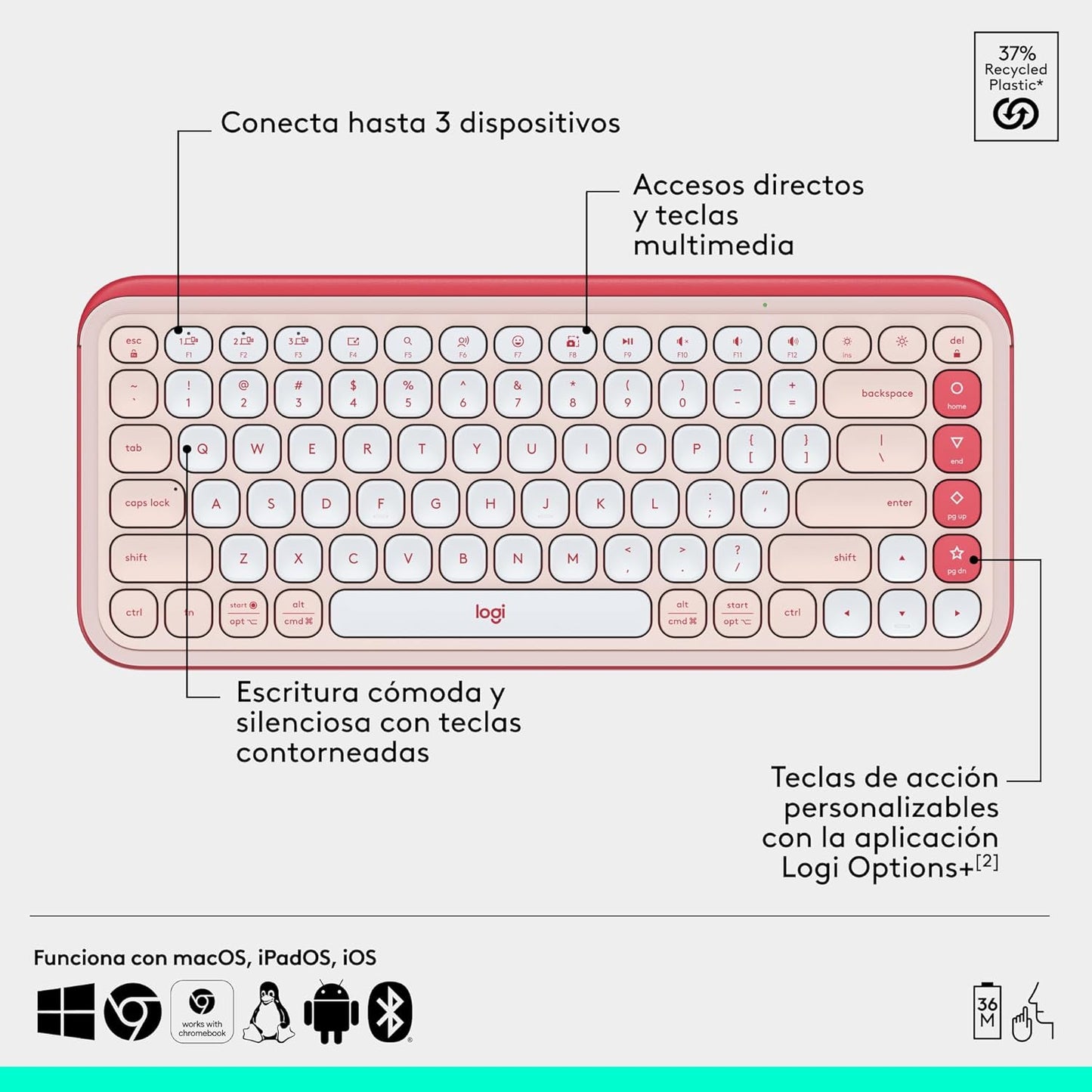 Teclado Logitech Pop Icon Combo - Rosado