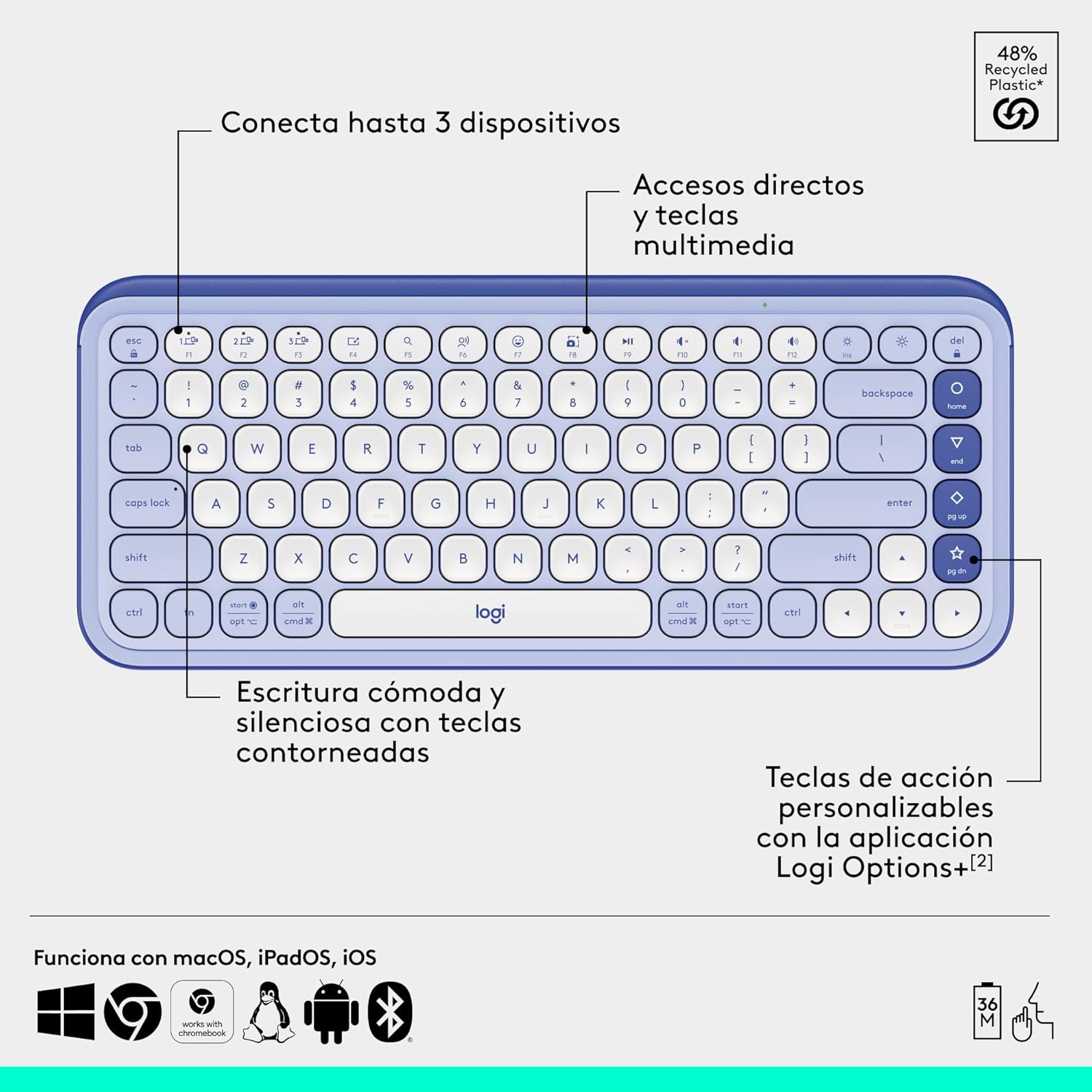 Teclado Logitech Pop Icon Combo - Lila