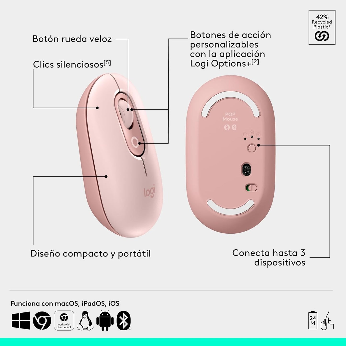 Teclado Logitech Pop Icon Combo - Rosado