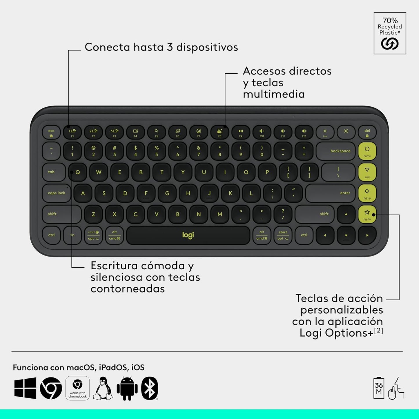 Teclado Logitech Pop Icon Combo - Grafito