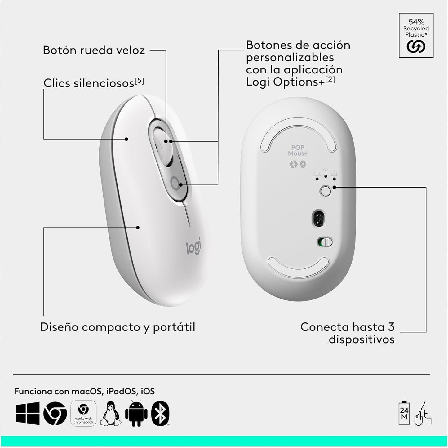 Teclado Logitech Pop Icon Combo - Blanco Crudo