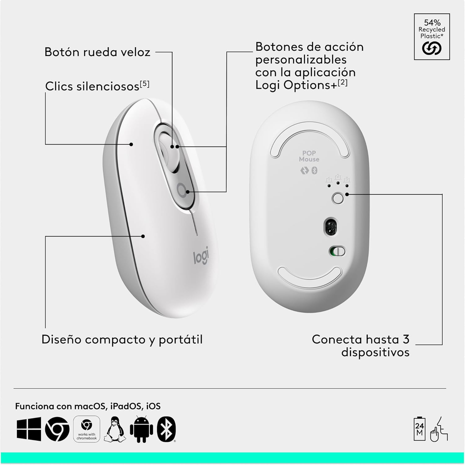 Teclado Logitech Pop Icon Combo - Blanco Crudo