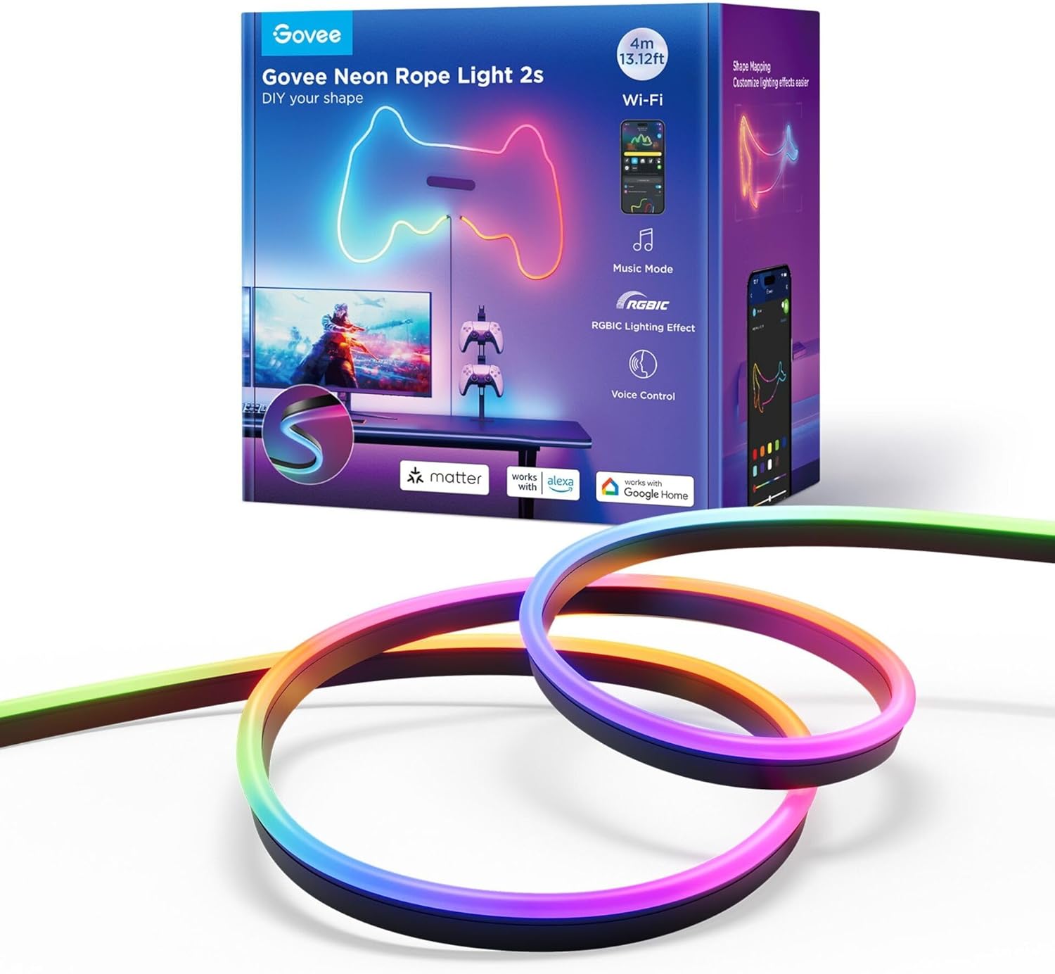 LUCES GOVEE H61D4 NEON ROPE LIGHT 2S 4METER NEGRO H61D4A11