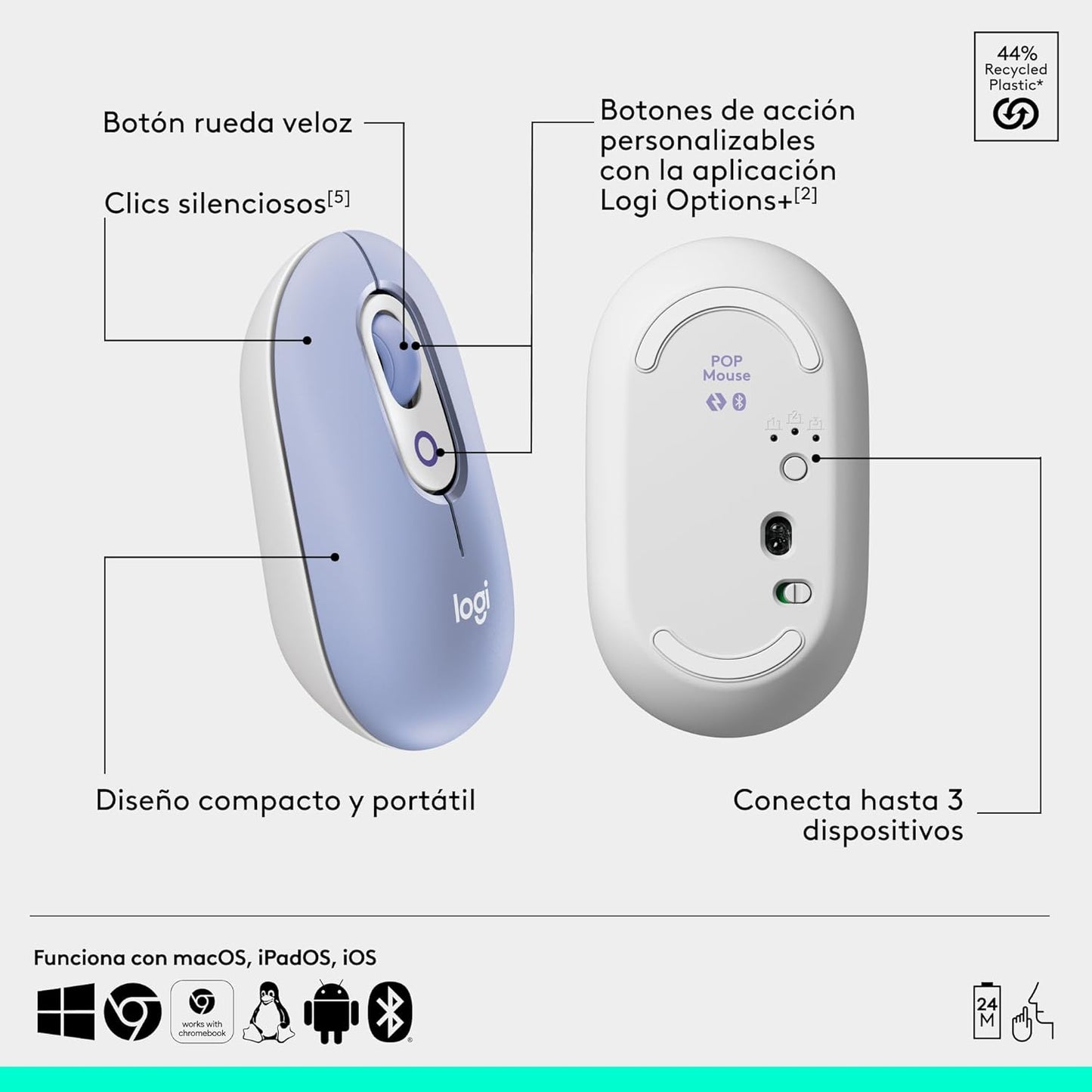 Teclado Logitech Pop Icon Combo - Lila