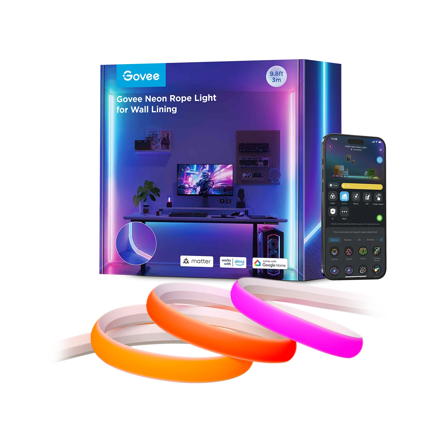 LUCES GOVEE H6641 5M NEON ROPE LIGHT FOR WALL LINING H66411D1