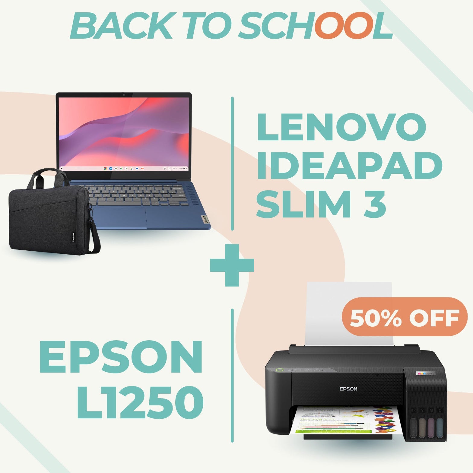 Combo Lenovo IdeaPad Slim 3 15AMN8 + Bulto + Impresora Epson L1250