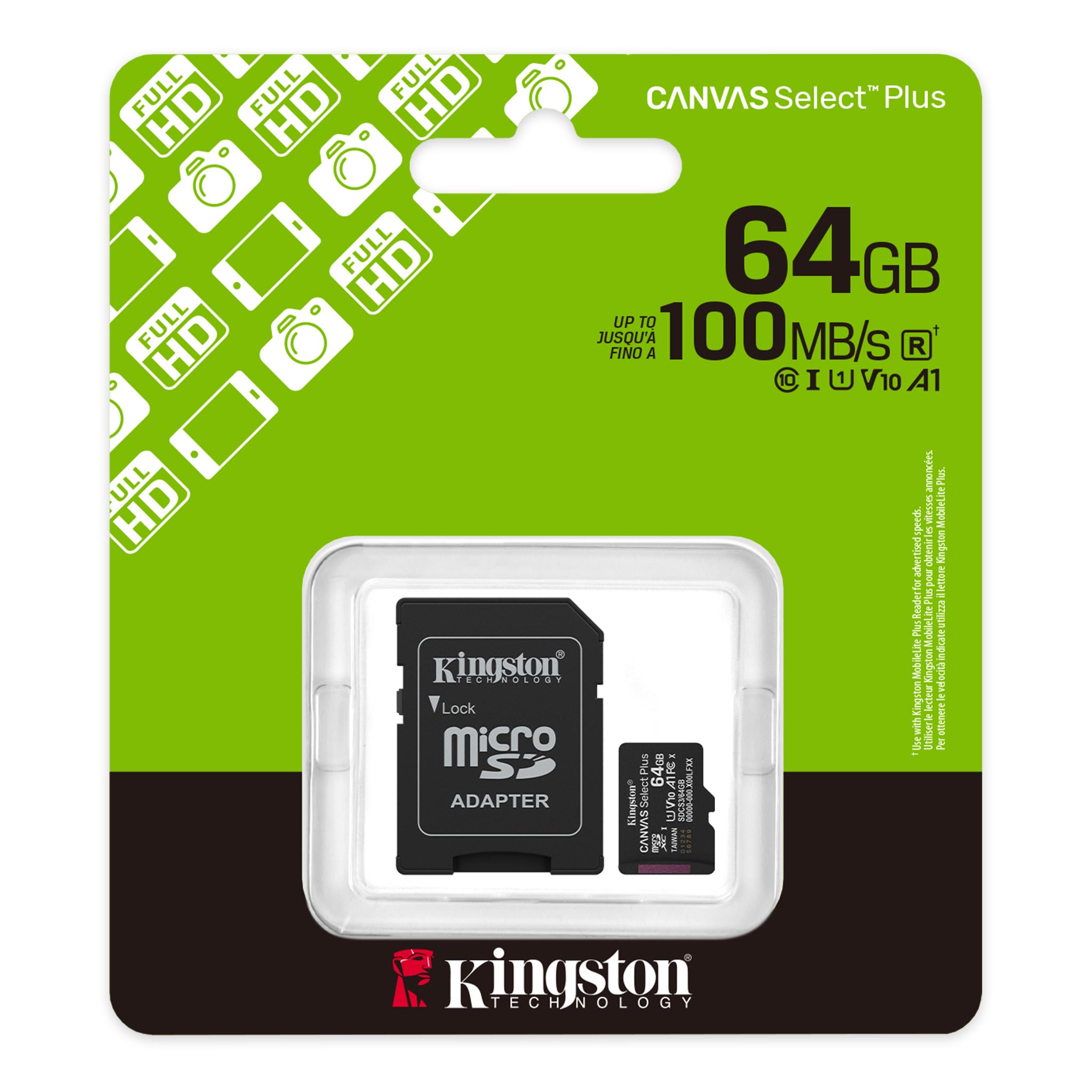 Kingston microSDXC Clase 10 UHS-I U1 100 MB/s SDCS3