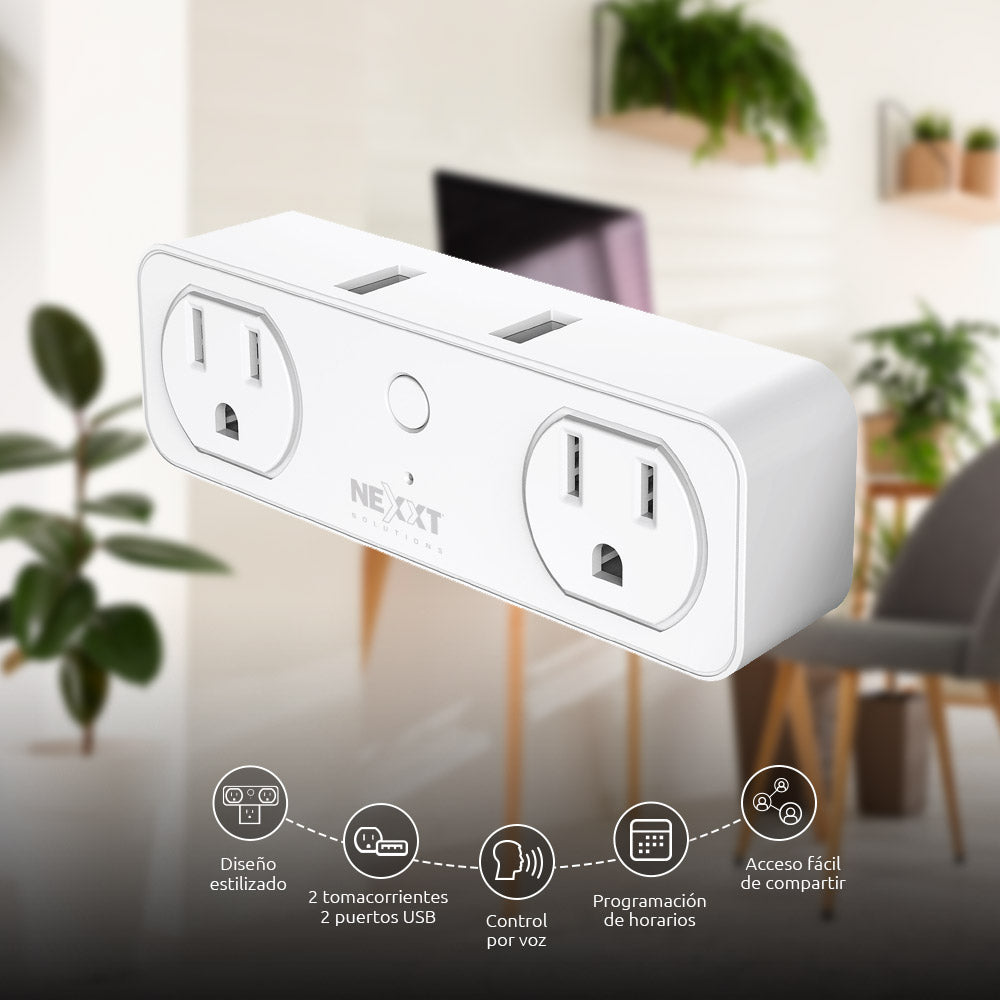 Enchufe Inteligente Nexxt 2 Puertos 110V 2 Puertos USB